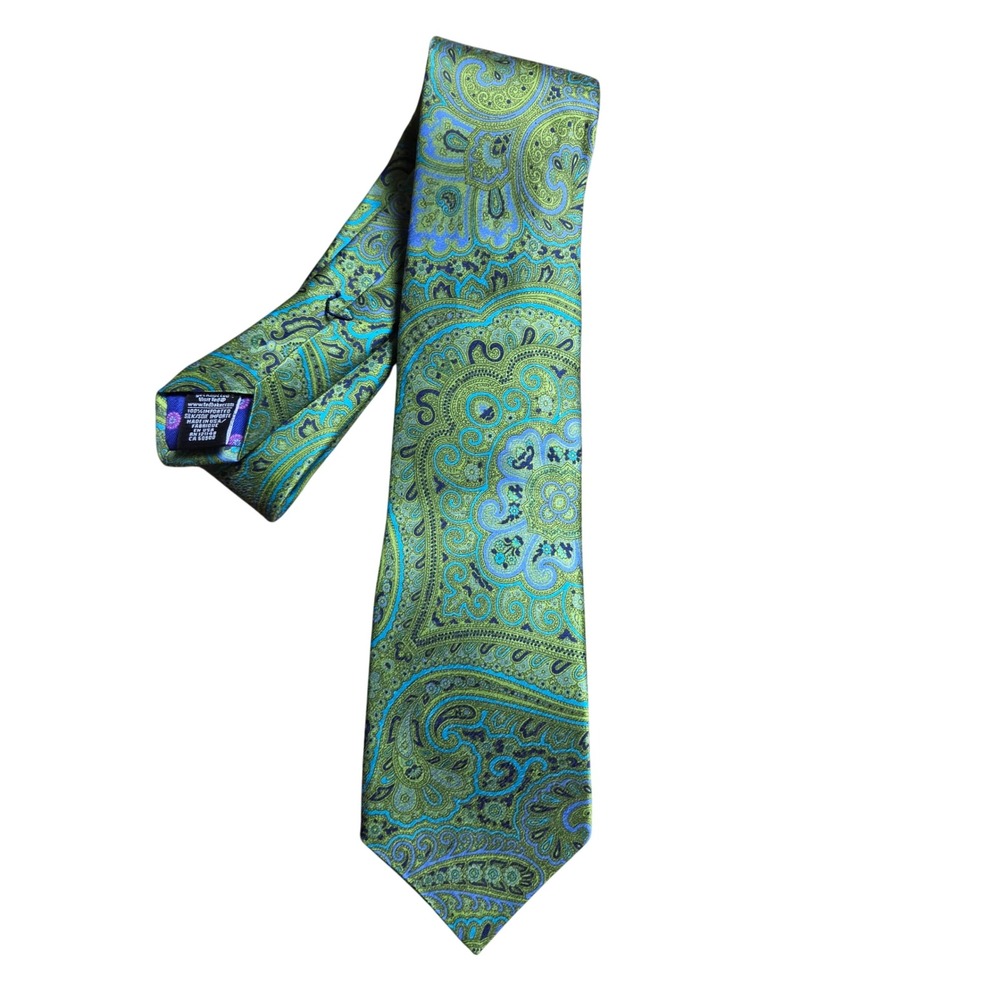 Ted Baker London Mens Silk Tie Paisley Neck Tie Made in USA Psychedelic Retro